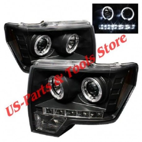 Für Ford F150 09 - 14 Projector Scheinwerfer  Angeleyes LED 2009 2014 schwarz