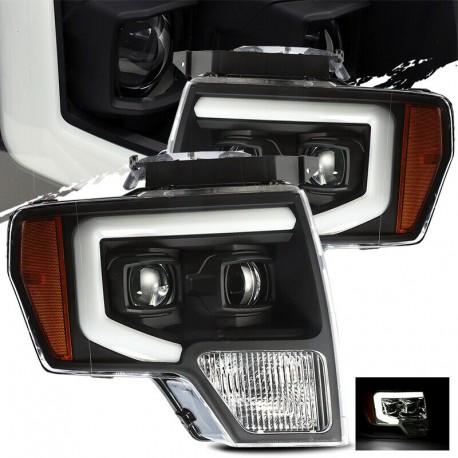 Für Ford F150 09 - 14 Dual Projector Scheinwerfer Lightbar DRL LED 2009 2014 BK