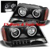 99-04 Jeep Grand Cherokee Scheinwerfer Satz LED Style Dual Angeleyes Schwarz