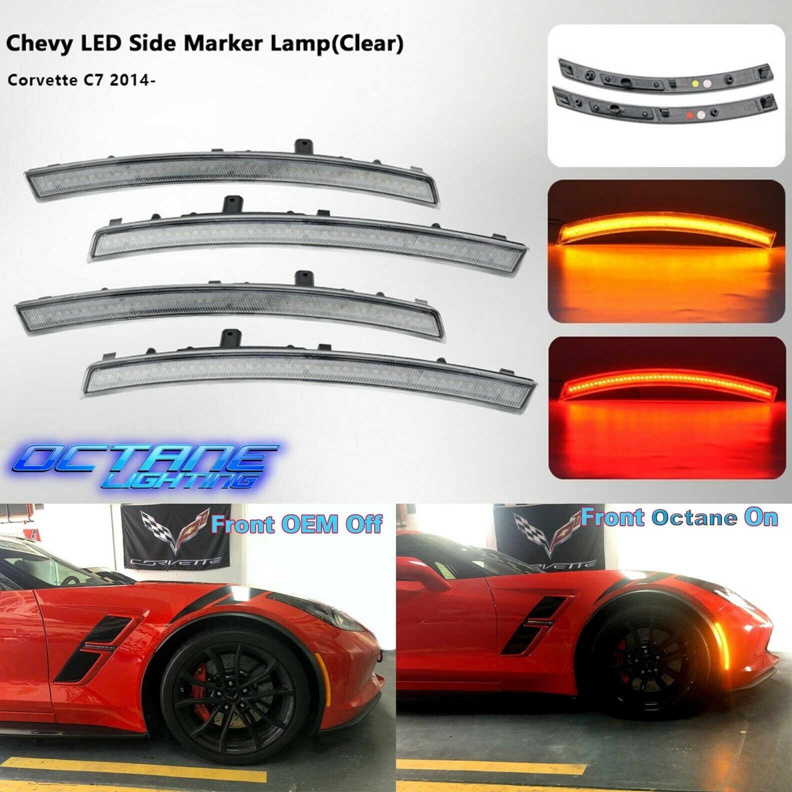 Corvette C7 LED Sidemarker Seitenmarkierungsleuchten smoke 14 - 19