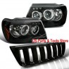 99-04 Jeep Grand Cherokee Scheinwerfer Angeleyes + Hummer Grill 1999 2004 LED