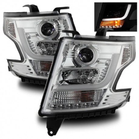 Chevrolet Tahoe Suburban Scheinwerfer LED Tube chrom 2015 - 2018 15-18 2016 16