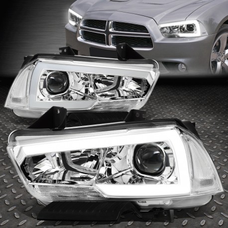 DODGE CHARGER 11 - 14 SCHEINWERFER SATZ PROJECTOR LED chrom 2011 2014 12 C-Bar