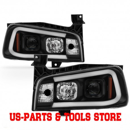 Für DODGE CHARGER 06 - 10 : SCHEINWERFER SATZ PROJECTOR Tube schwarz 2006 2010 08