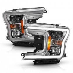 Für Ford F150 18 - 20 Projector Scheinwerfer LED Tube 2018 19 2020 chrom Halogen