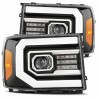 GMC Sierra Alpharex Pro Projector Scheinwerfer Neon Tube LED 07 - 13 2007 2013 Jet Black