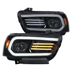 DODGE CHARGER 11 - 14 SCHEINWERFER PROJECTOR  Sequential Signal 2011 2014 12 Blk