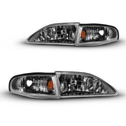 Für FORD MUSTANG 94 - 98 Dark Chrom SCHEINWERFER Blinker 4 Teilig 1994 1998 1996