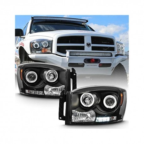 DODGE Ram 06 - 08 Projector Scheinwerfer schwarz Angeleyes 2008 2006 2007 LED 2