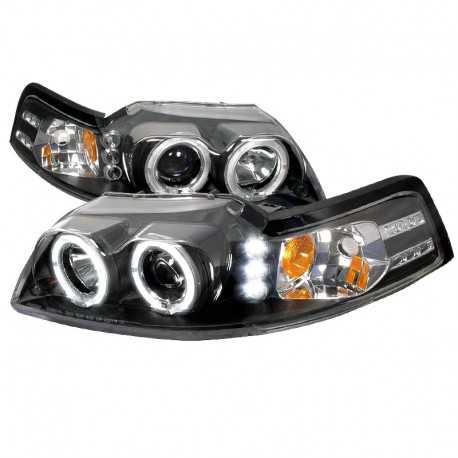 99-04 FORD MUSTANG Projector Scheinwerfer Angeleyes LED schwarz 2004 1999